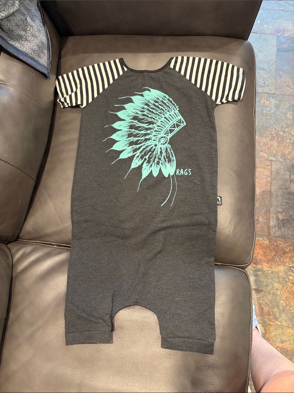 Kids Grey & Mint Short Sleeve One-Piece Rags to Raches